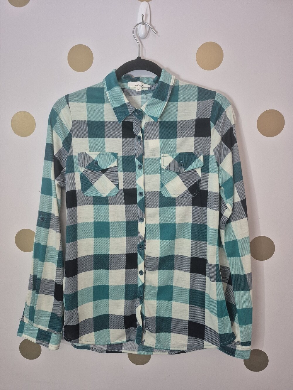 NWT Winwin Apparel Plaid Button Down Shirt - Soft & Stretchy Green